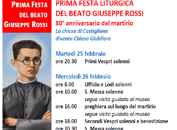 25 e 26 febbraio 2025 – Prima festa del Beato Giuseppe Rossi